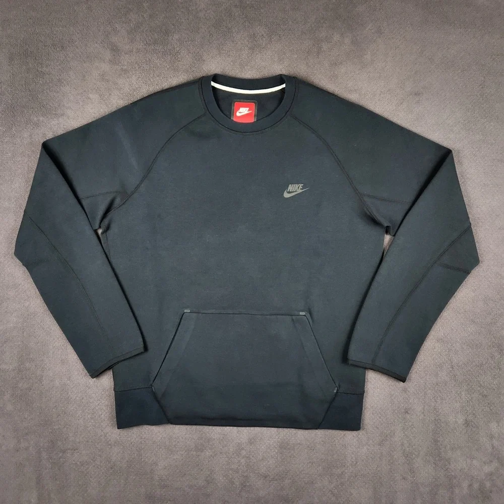 Nike Tech Fleece Crewneck Sweatshirt Mens Medium Black Pullover 545163-010